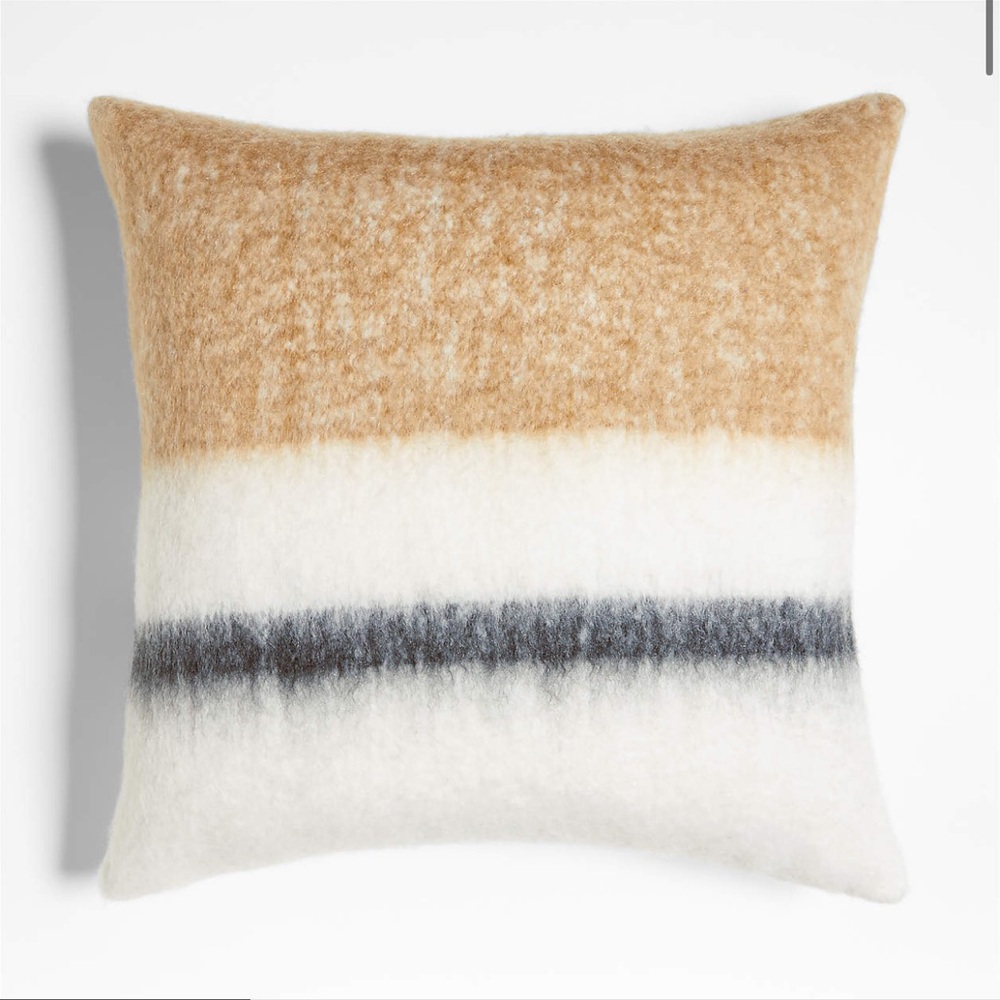 Crate&Barrel Tan and White Striped Pillow